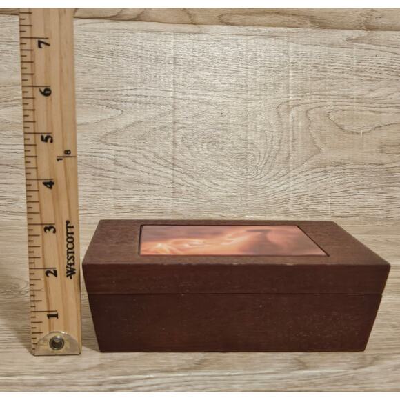 HALLMARK Brown Wooden Prayer Jewelry Box Mother & Child on Top signed M. Kesler - Picture 7 of 9